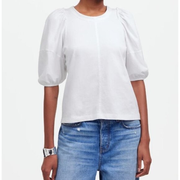 Madewell Puff-Sleeve Tee Women's Size Small in White New With Tags! - Picture 1 of 5